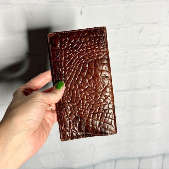 Wilsons Leather vintage brown croc embossed rather bi-fold wallet portfolio - Picture 11 of 11